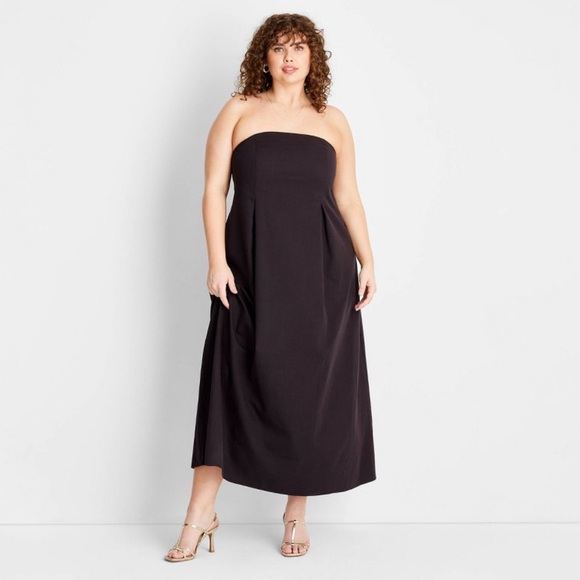 Future Collective Dresses & Skirts - Strapless Column Ankle Length Dress - Dark Brown Sz 22